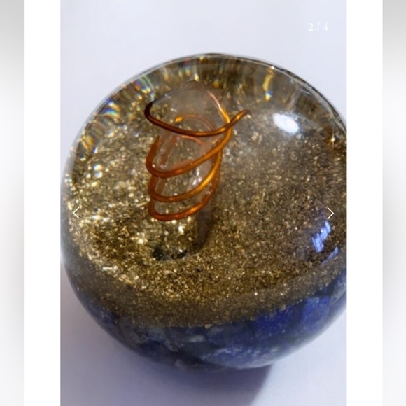 Sodalite & Clear Quartz Crystal Orgonite Sphere - Picture 2 of 7